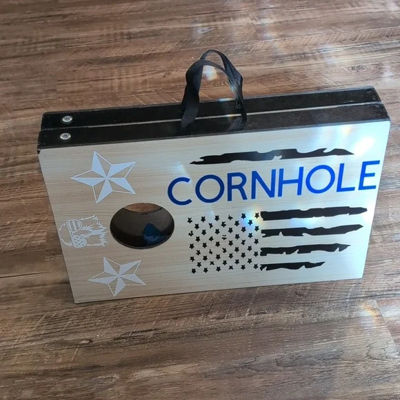 Travel Cornhole Game Set with Blue and Red Bean Bags - Picture 13 of 15